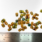  Antique Venetian Fancy Trade Beads Lot Yellow Mosaic African Tube Glass Vintage
