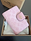 New Coach Medium Corner Zip Wallet In Signature Canvas Pink Cw786 Perfect Gift
