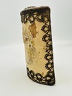 Uncommon Antique Hatpin Holder Delicate Embroidered Flowers Elegant Crochet Lace