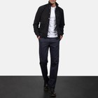 New Men s Bomber Real Suede Leather Jacket Biker Motorcycle Button Black Shirt