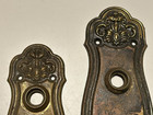 Vtg Pair Of Ornate Antique Stamped Brass Door Knob Plates - 8 Inch   10 Inch