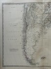 1876 Chile   Argentina Large Hand Coloured Original Antique Map By Johnston