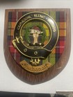 Vintage Scottish Coat Of Arms Buchanan Clan Crest Tartan Wool Wood Wall Plaque