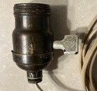 Vintage Steampunk Antique Brass Lamp Light Paddle Socket With Cord And Plug