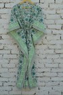 Vintage Indian Block Print Cotton Kaftan Long Maxi Dress Caftan