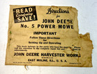 Antique 1920s John Deere No  5 Power Mower   Model  s  Seeder Operator s Manual