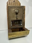 Antique Us Post Office Box Door Brass Lock Wall Mount Match Holder Rustic Decor