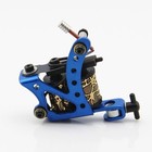 Handmade Blue Steel Frame Tattoo Machine 10 Wrap Coils For Liner Shader