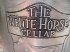 Vtg The White Horse Cellar Scotch Pewter Pub Jug Liquor Pitcher  Made In Japan