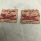 2- Red Air Mail 6 Cent Stamps Rare