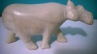 Vintage Exotic Carved Rhino Figurine Appr 7 1 4  X 3  White-gray Alebaster kenya
