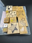           Lot 14 Wooden Star Stamps Diy Rubber Stamp Scrapbooking     