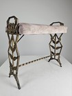 Vintage Art Deco Vanity Bench Gold Metal Floral Stool Hollywood Regency Accent