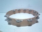 Large Vintage 12  Wood Tambourine Double Row Jingles Free Shipping
