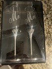 Mr   Mrs Tall Stemmed Champagne Toasting Glasses Silvertone Hearts Love Wedding
