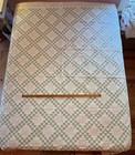 Vintage 1930 s Hand Stitched Postage Stamp Summer Quilt Green   White  82 X 91