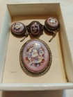 Russian Rostov Finite Filigree Silver Tone Enamel Hand Painted Flowers