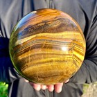 7 03lb Natural Large Gold Tiger   s Eye Stone Quartz Crystal Sphere Specimen Reiki