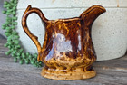 Antique Rockingham Glaze Yellowware Creamer Pitcher 19thc Bennington Style