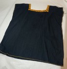 Mexican Embroidered Huipil Maya Top Organic Cotton Manta Black - One Size