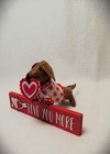 Felt Dachshund Red Brown Sculpture Valentine s Day Love You More Sign Decor