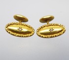 18k Yellow Gold Diamond Accent Cufflinks French Cuff With Box Vintage