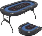 Foldable 8 Player Poker Table 71 25in Oval Texas Holdem Casino Blackjack Top