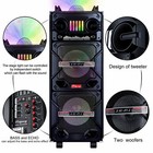 Portable Dual 10  Subwoofer Bluetooth Party Speaker Dj Pa Karaoke Led System Mic