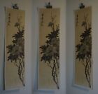 Very Fine Large Korean Joseon Dynasty Minhwa Folk Sumi Ink Flowers On Jangji