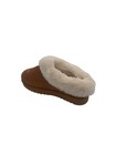 Women   s Tan Suede Moccasin Slip-on Slippers Faux Fur Size 7-11