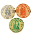 1947 Springfield Massachusetts Wooden Nickel Token Springfield Coin Club 3 Lot