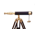 Brass Antique Nautical 18 Inch Telescope Spyglass On Wooden Tripod Stand Decor