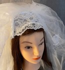 Wedding Bridal Juliet Cap Veil 4 Layer  Bright White Lacy English Nylon Illusion