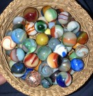 Vintage And Antique Marbles  peltier  Akro Agate  Uranium Glowies  Lot Of 5