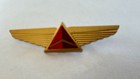 Delta Airlines Vintage Pilot Wings Pin Red Triangle Logo Gold Flight Crew Badge