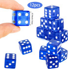12 Pieces 19mm Casino Dice Set Translucent 6 Sided Game Dices Acrylic Square Cor