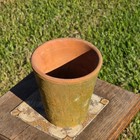 Vintage Terracotta Flower Pot 6  H Aged Moss Patina Rustic Clay Planter Orchid