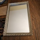 Vintage Mcm Rectangle Vanity Dresser Mirror 14 x9  Tray Gold Leafy vine Edging
