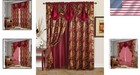 Luxury Light-filtering Burgundy Gold Curtains - 2 Panels With Valance 55x84