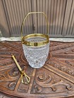 Vintage Crystal Glass Ice Bucket With Gold Plated Details  1960