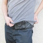 Black Genuine Leather Fanny Pack Money Belt Thin Waist Bag Travel Gym