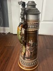 German Mettlach Villeroy Boch Beer Stein Pewter Cover   1577  Renaissance 4 5l