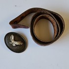 Western Leather Belt Brown Studded Eagle Buckle Size 36 Rustic Cowboy Biker