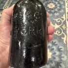 Black Glass Saratoga Pint Bottle Made For Clarke   Co  New York Very Rare