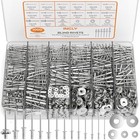 Incly 1000pcs Aluminum Pop Rivets Assortment Kit  14 Sizes Pop Rivets Silver
