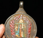6cm Old Tibet Bronze Painting Buddhism Temple Buddhist Altar Amulet Pendant 