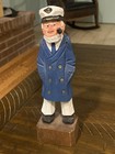 Vintage Hand Carved Wood Sea Captain Sailor Nautical Figure Pipe 8  Blue Coat