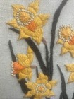 Vintage Crewel Daffodil Floral Needlework Framed 1970s