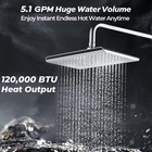 Fogatti Propane Gas Tankless Water Heater 5 1 Gpm 120 000 Btu W  Shower Head