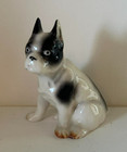 Vintage Boston Terrier Dog 3 1 2  Figurine Black   White Porcelain Miniature 